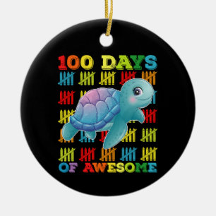 100 dagar med Awesome Turtle 100:e skoldagen Julgransprydnad Keramik