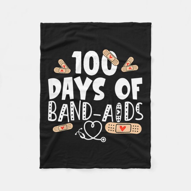 100 dagar med band-aids - skolsköterska 100 dagar fleecefilt (Framsidan)