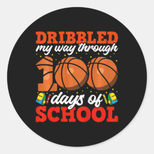 100 dagar med basket för skolböcker 100 dagar med runt klistermärke