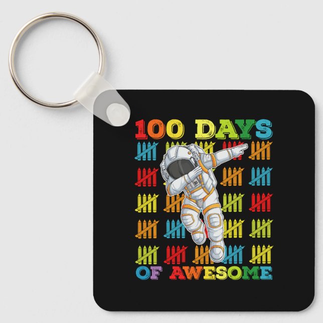 100 dagar med fantastisk astronaut 100:e skoldagen nyckelring (Framsida)