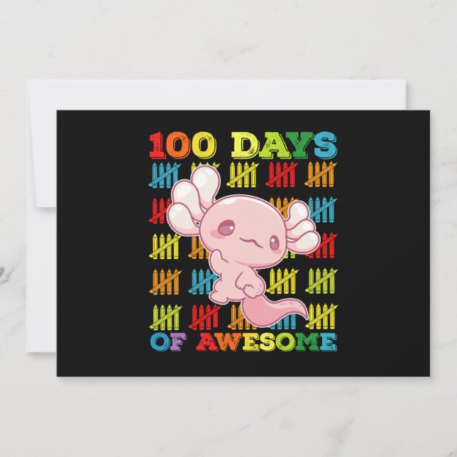 100 dagar med Fantastisk Axolotl 100 skoldag Inbjudningar (Framsida)
