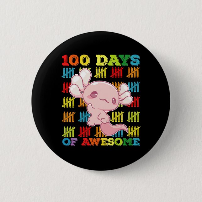 100 dagar med Fantastisk Axolotl 100 skoldag Knapp (Framsida)