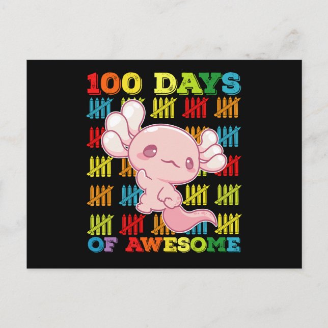 100 dagar med Fantastisk Axolotl 100 skoldag Vykort (Framsida)