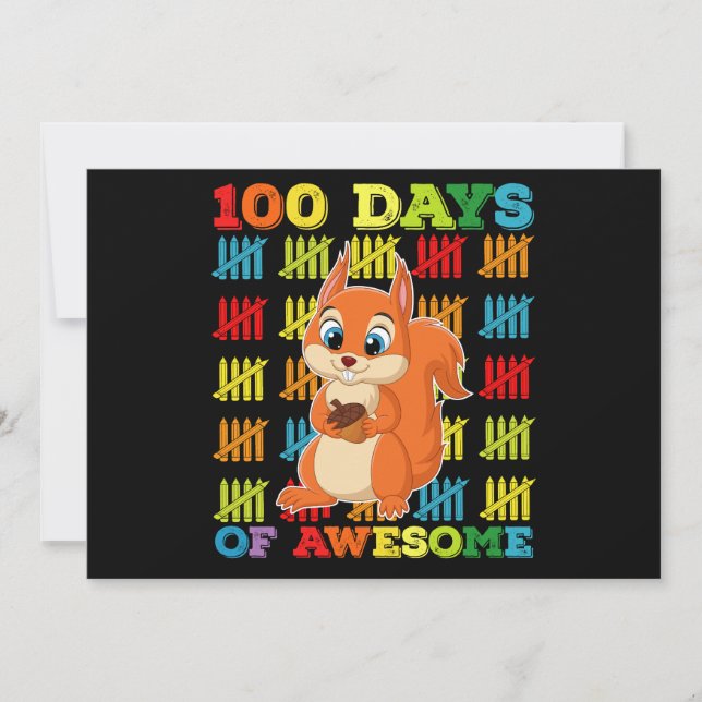 100 dagar med Fantastisk ekorre 100 skoldag Inbjudningar (Framsida)