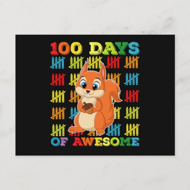 100 dagar med Fantastisk ekorre 100 skoldag Vykort (Framsida)