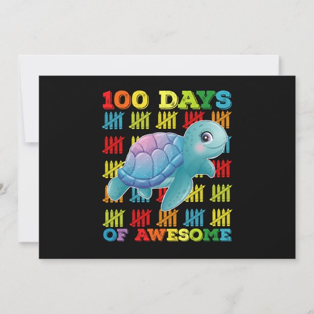100 dagar med Fantastisk-sköldpadda 100 skoldagar Inbjudningar (Framsida)