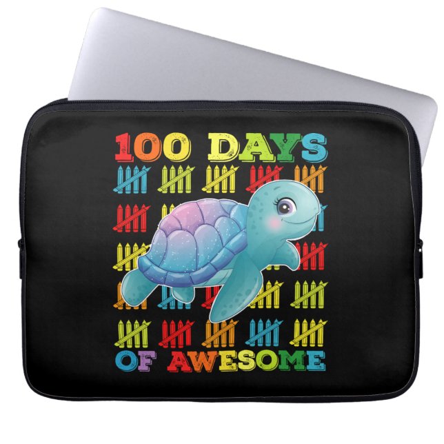 100 dagar med Fantastisk-sköldpadda 100 skoldagar Laptop Fodral (Framsidan)