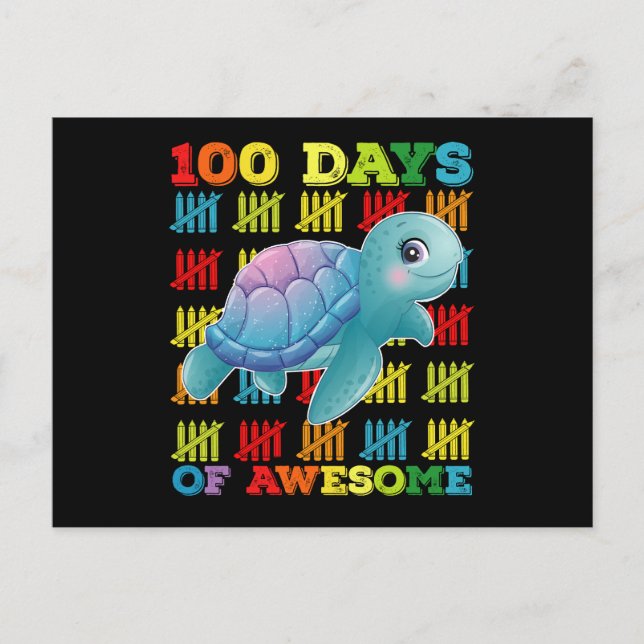 100 dagar med Fantastisk-sköldpadda 100 skoldagar Vykort (Framsida)