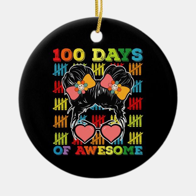 100 dagar med fantastisk slarvig buns 100:e skolda julgransprydnad keramik (Framsidan)