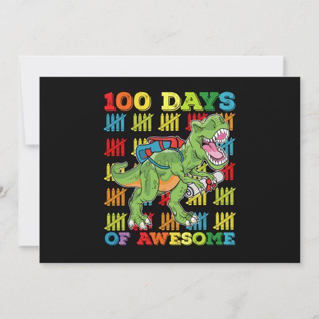100 dagar med Fantastisk t Rex Dinosaur 100:e skol Inbjudningar (Framsida)