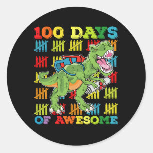100 dagar med Fantastisk t Rex Dinosaur 100:e skol Runt Klistermärke