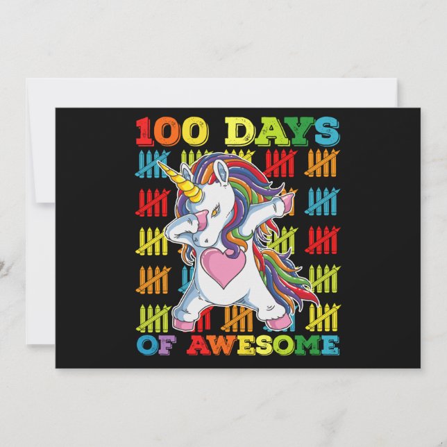 100 dagar med Fantastisk Unicorn 100-dagars skolda Inbjudningar (Framsida)