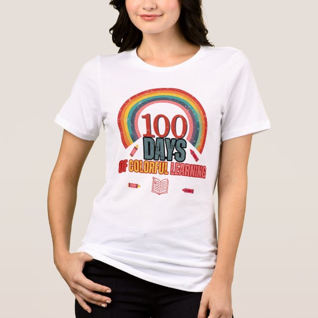 100 dagar med färgstarkt lärande: Roligt och utbil T Shirt (Framsida)