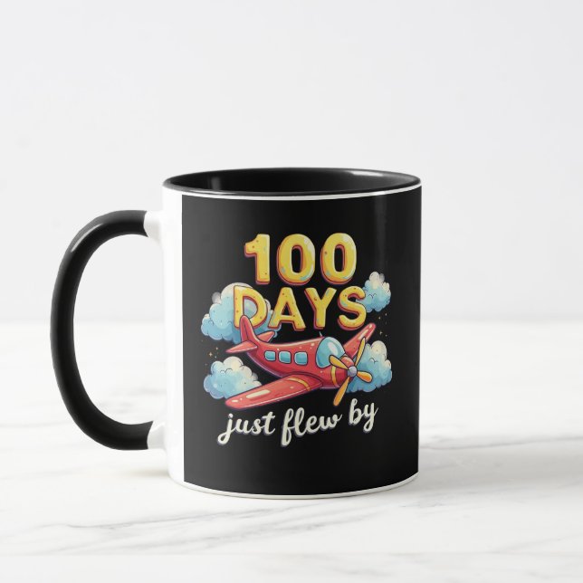 100 dagar med flygplansflygning 100 dagar i skolan mugg (Vänster)