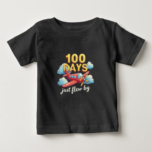 100 dagar med flygplansflygning 100 dagar i skolan t shirt (Framsida)