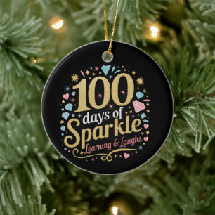 100 dagar med inlärning och Gnistra i skolan Julgransprydnad Keramik