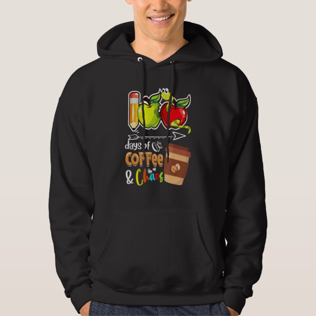 100 dagar med kaffe och kaos 100 dagars skoltråd hoodie (Framsida)