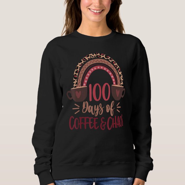 100 dagar med kaffe och kaos 100:e skoldagen R T Shirt (Framsida)