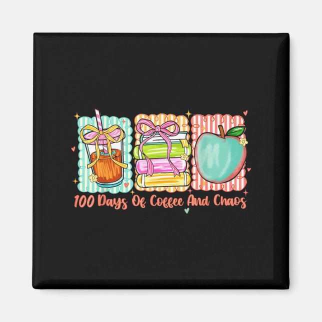 100 dagar med kaffe och kaos Retro Coquette Lärare Magnet (Framsidan)
