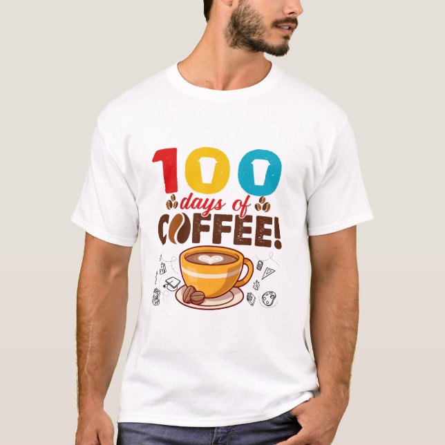 100 dagar med kaffepersikor Upprepa 100 dagar i sk T Shirt (Framsida)