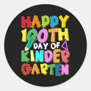 100 dagar med Kindergarten Kids 100-dagarsdag i sk Runt Klistermärke