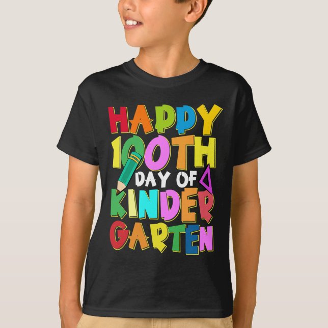 100 dagar med Kindergarten Kids 100-dagarsdag i sk T Shirt (Framsida)