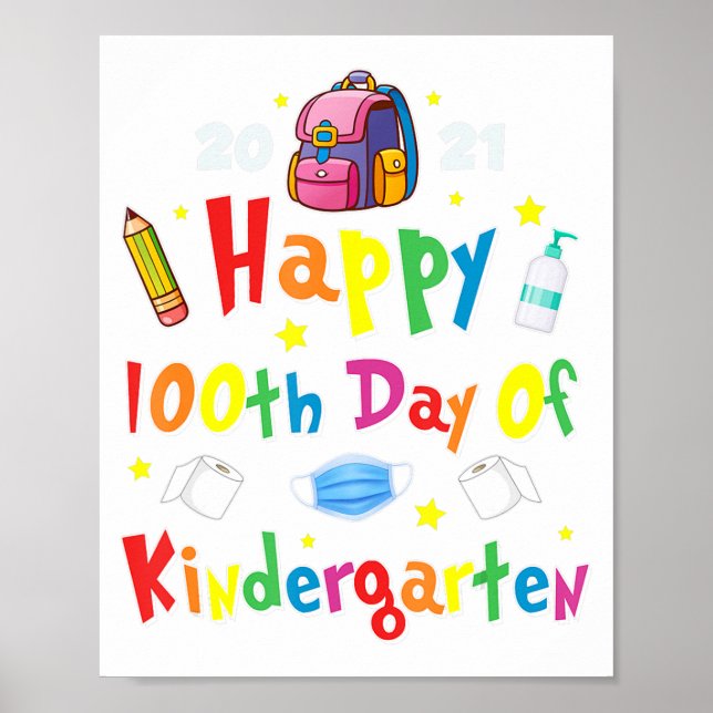 100 dagar med Kindergarten School Gift Studenter T Poster (Framsidan)