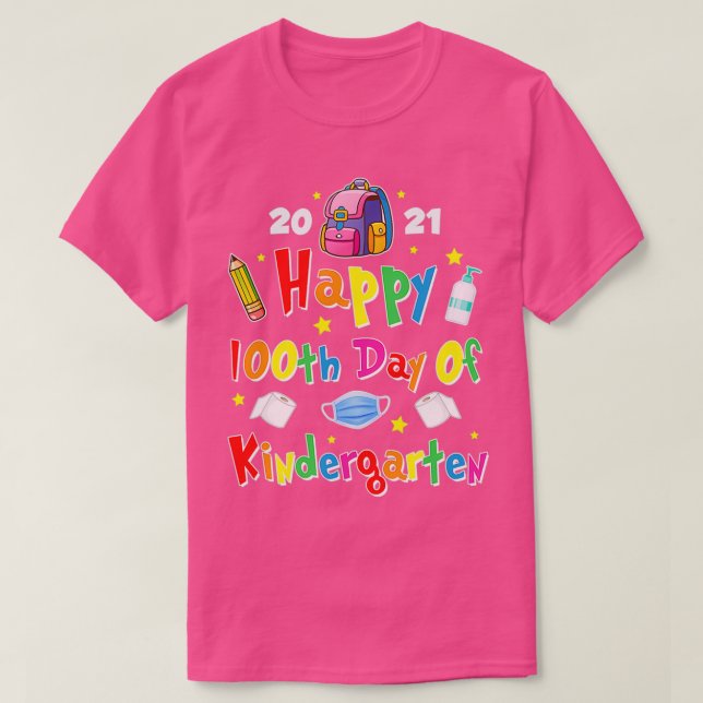 100 dagar med Kindergarten School Gift Studenter T T Shirt (Design framsida)