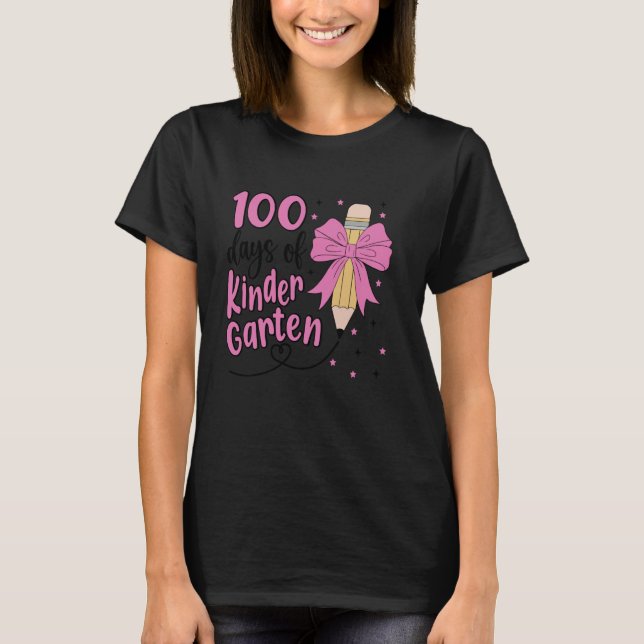 100 dagar med Kindergarten School Girls Coquette P T Shirt (Framsida)