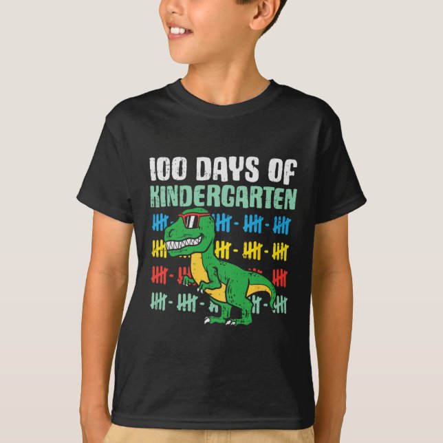 100 dagar med Kindergarten Trex Dinosaur 100 dagar T Shirt (Framsida)