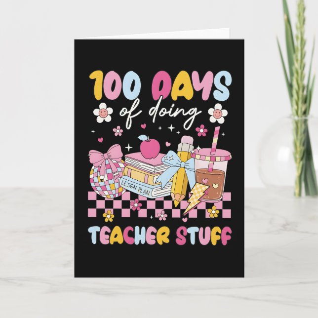 100 dagar med läraraktiviteter Söt skoldesign Kort (Framsida)