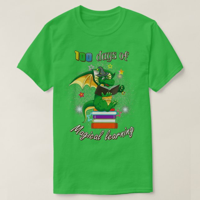 100 dagar med Magic Learning Bok Dragon Te T Shirt (Design framsida)