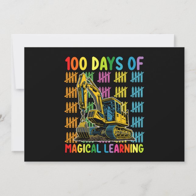 100 dagar med Magic Learning Excavator School Inbjudningar (Framsida)