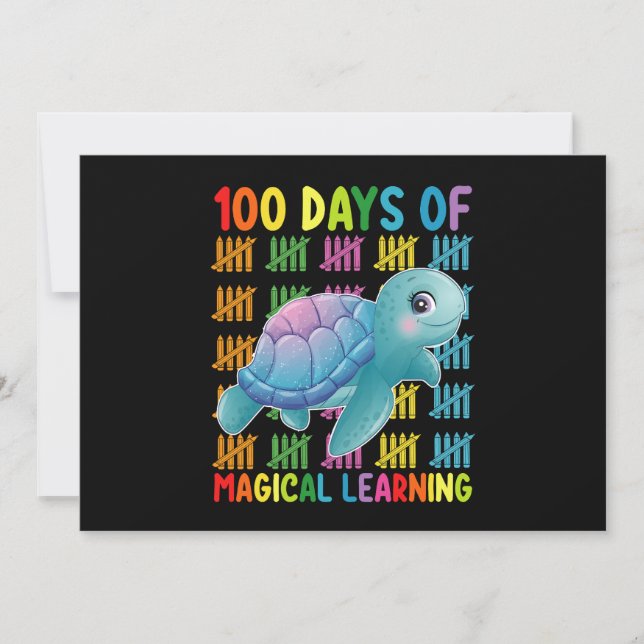 100 dagar med Magic Learning Turtle School Inbjudningar (Framsida)