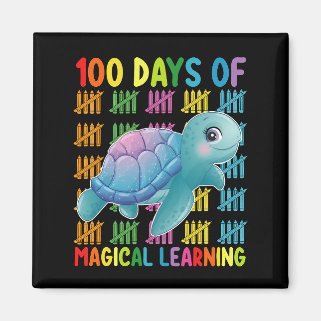 100 dagar med Magic Learning Turtle School Magnet (Framsidan)