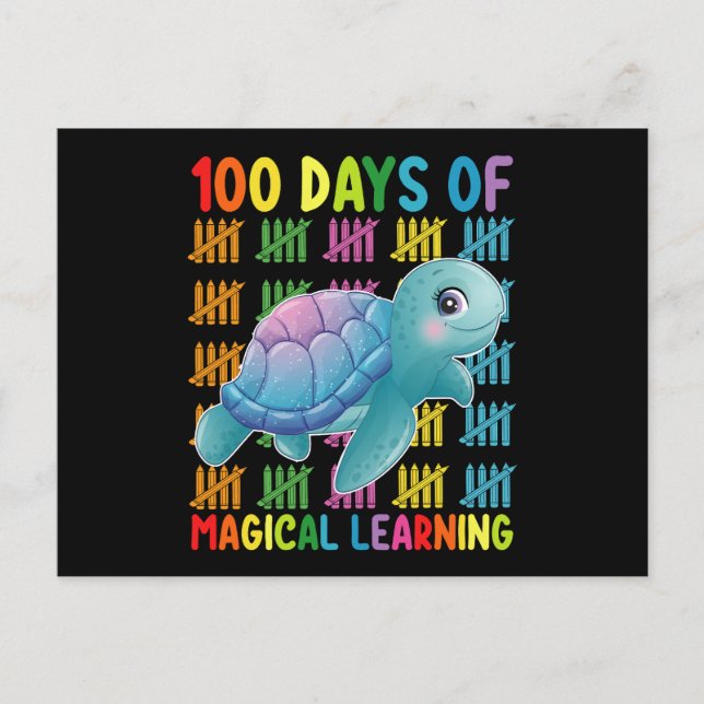 100 dagar med Magic Learning Turtle School Vykort (Framsida)