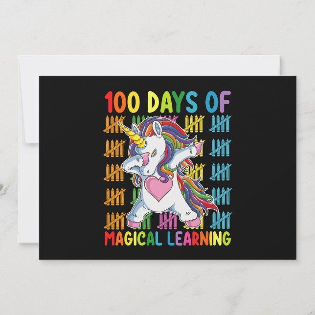 100 dagar med Magic Learning Unicorn School Inbjudningar (Framsida)