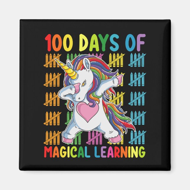 100 dagar med Magic Learning Unicorn School Magnet (Framsidan)