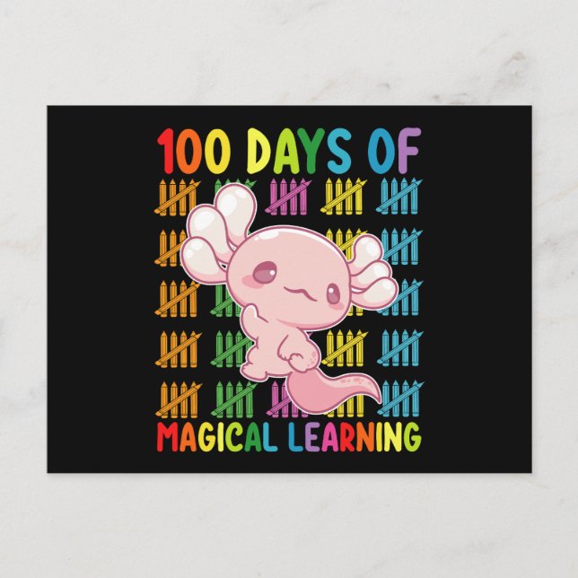 100 dagar med magisk utbildning Axolotl School Vykort (Framsida)