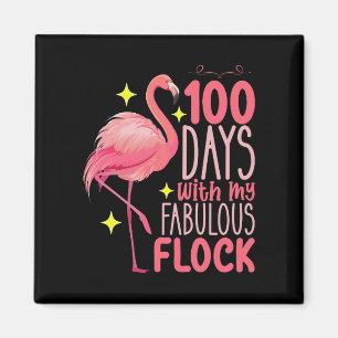 100 dagar med min fantastiska flock Flamingoskola Magnet