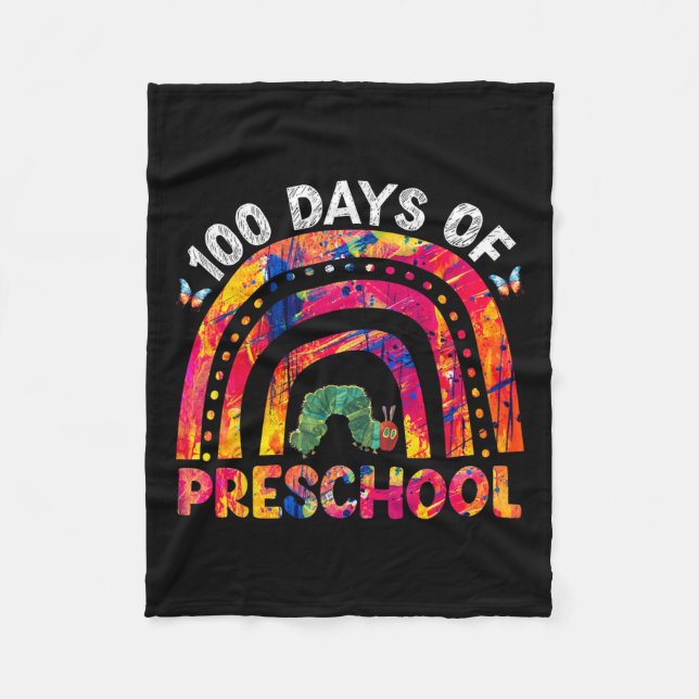 100 dagar med Preschool Tie Dye Rainbow Mask Lärar Fleecefilt (Framsidan)
