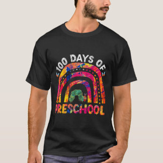 100 dagar med Preschool Tie Dye Rainbow Mask Lärar T Shirt
