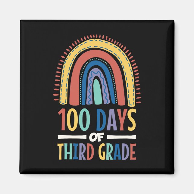 100 dagar med regnbåge i tredje Klass Lycklig 100  Magnet (Framsidan)