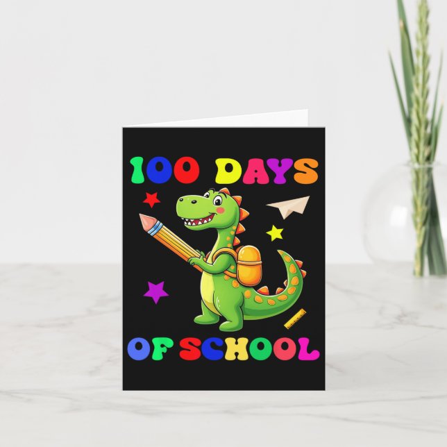 100 dagar med Roligt för dosinosaur Kindergarten Kort (Framsida)