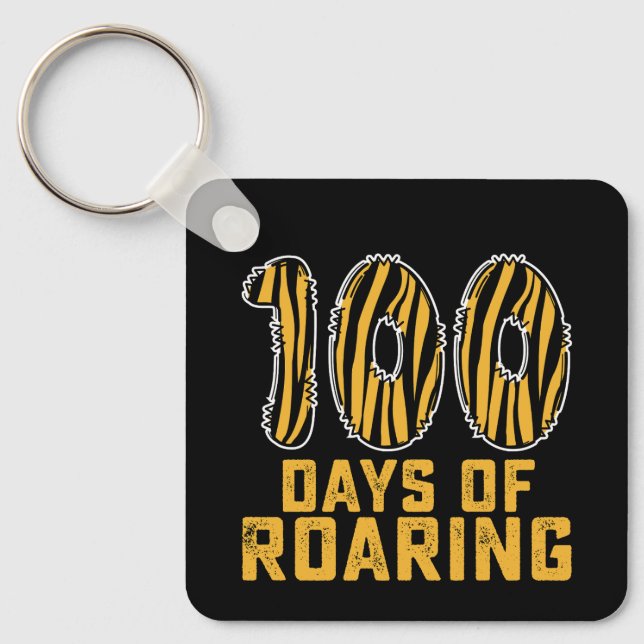 100 dagar med rytande tiger rolig 100:e dag skola nyckelring (Framsida)