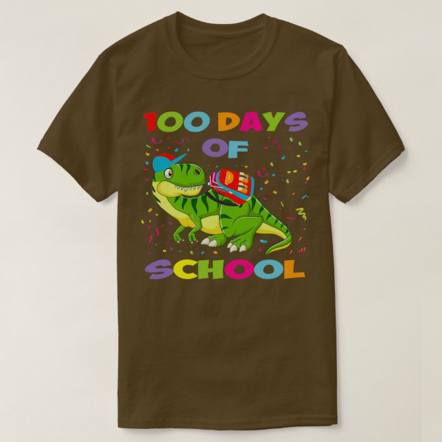 100 dagar med School Funny Dinosaur Trex T Shirt (Design framsida)