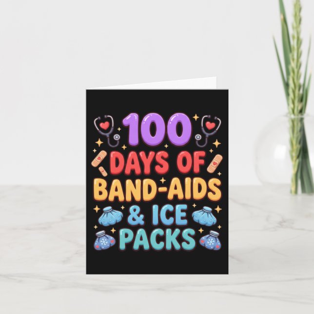 100 dagar med självhäftande förband och ispåsar kort (Framsida)