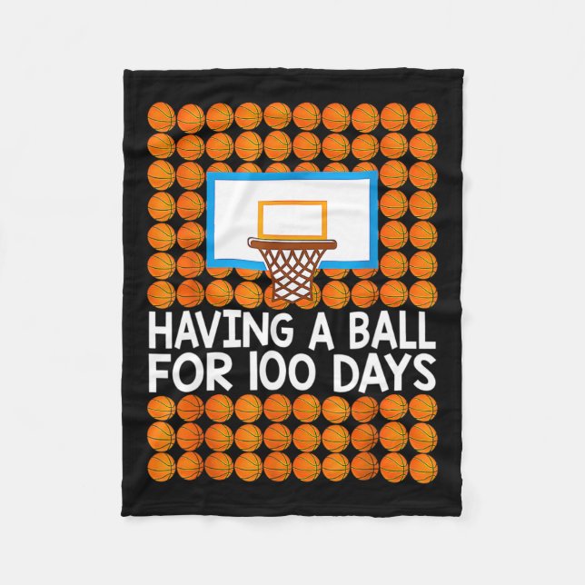 100 dagar med skolbasket 100 dagar Bollar-gåva Fleecefilt (Framsidan)