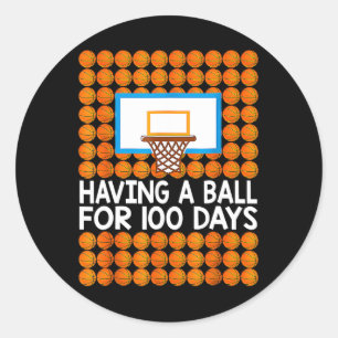 100 dagar med skolbasket 100 dagar Bollar-gåva Runt Klistermärke