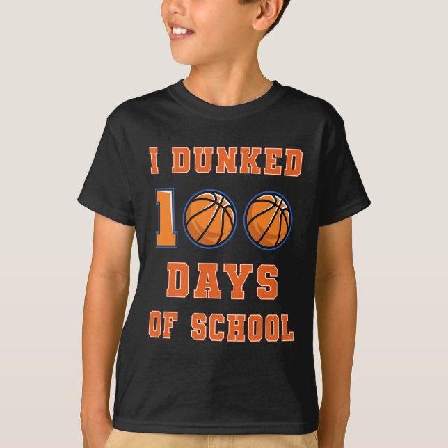 100 dagar med skolbasket 100 dagar t shirt (Framsida)